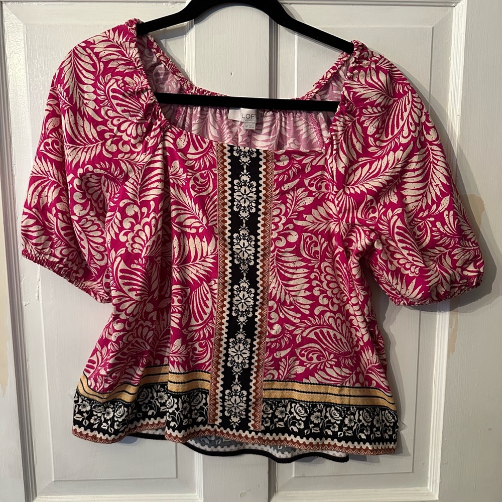 LOF Pink and Black Patterned Blou